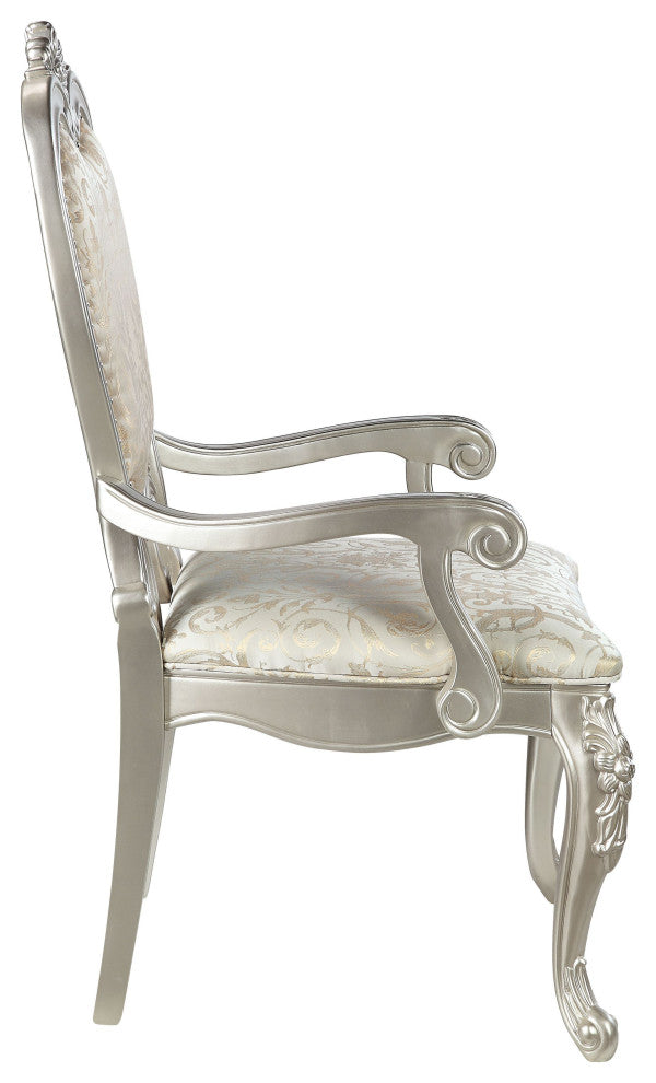 Bently Arm Chairs, Set of 2, Fabric and Champagne Finish