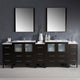 Torino 96" Espresso Modern Double Sink Bathroom Vanity, Faucet FFT3111CH