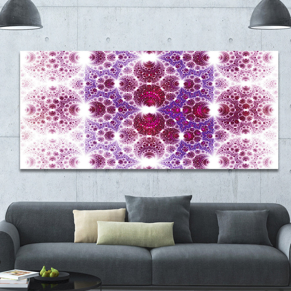 Exotic Pink Fractal Crescent Pattern, Oversized Abstract Canvas Art Print, 60x28