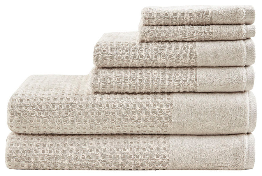 Madison Park Spa Waffle Cotton Waffle Antimicrobial Bath Towel 6 Piece Set