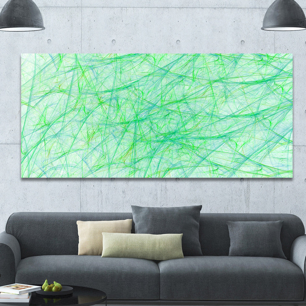 Clear Green Veins of Marble, Oversized Abstract Canvas Art Print, 60x28