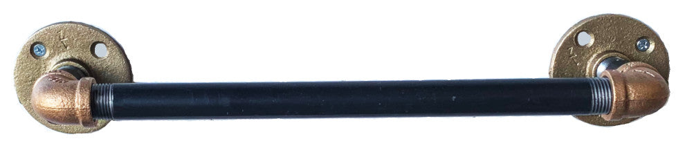 Nemo II - Brass and Steel Plumbing Pipe Towel Bar, 12"