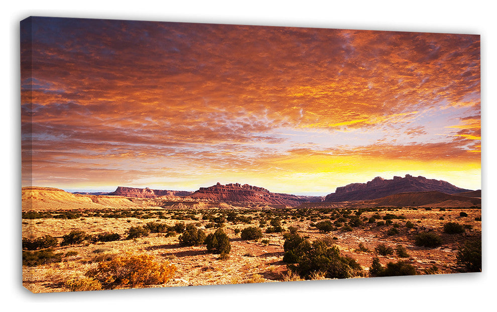 Land with Thick Clouds At Sunset, African Landscape Canvas Art Print, 32"x16"