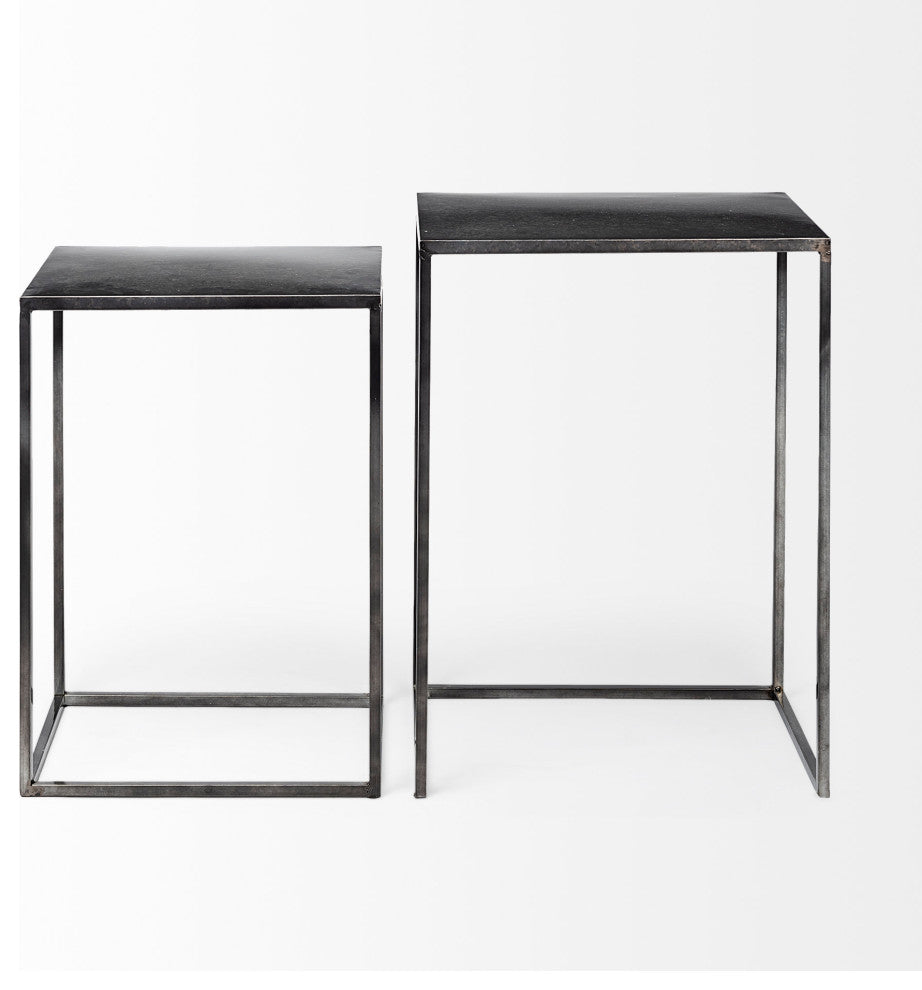 Kasey Black Galvanized Metal Rectangular Nesting Accent Tables