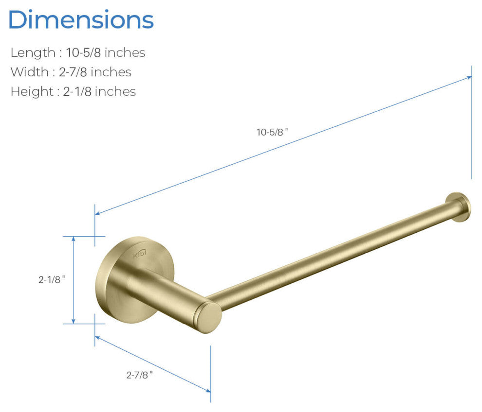 Circular 10" Bathroom Towel Bar KBA1403, Brush Gold