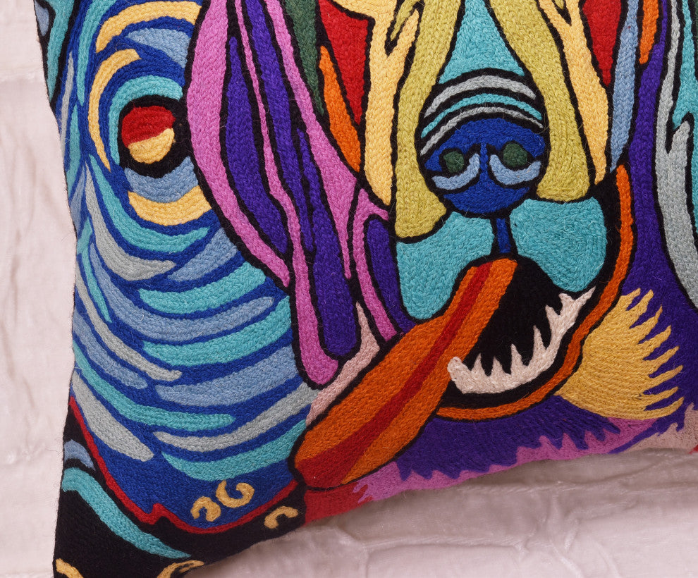 Picasso Dog Pillow Cover Starry Night Dog Pillowcase Hand Embroidered 18x18