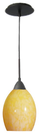 Art Glass 1-Light Mini Pendant With Duvet Glass, Metallic Bronze
