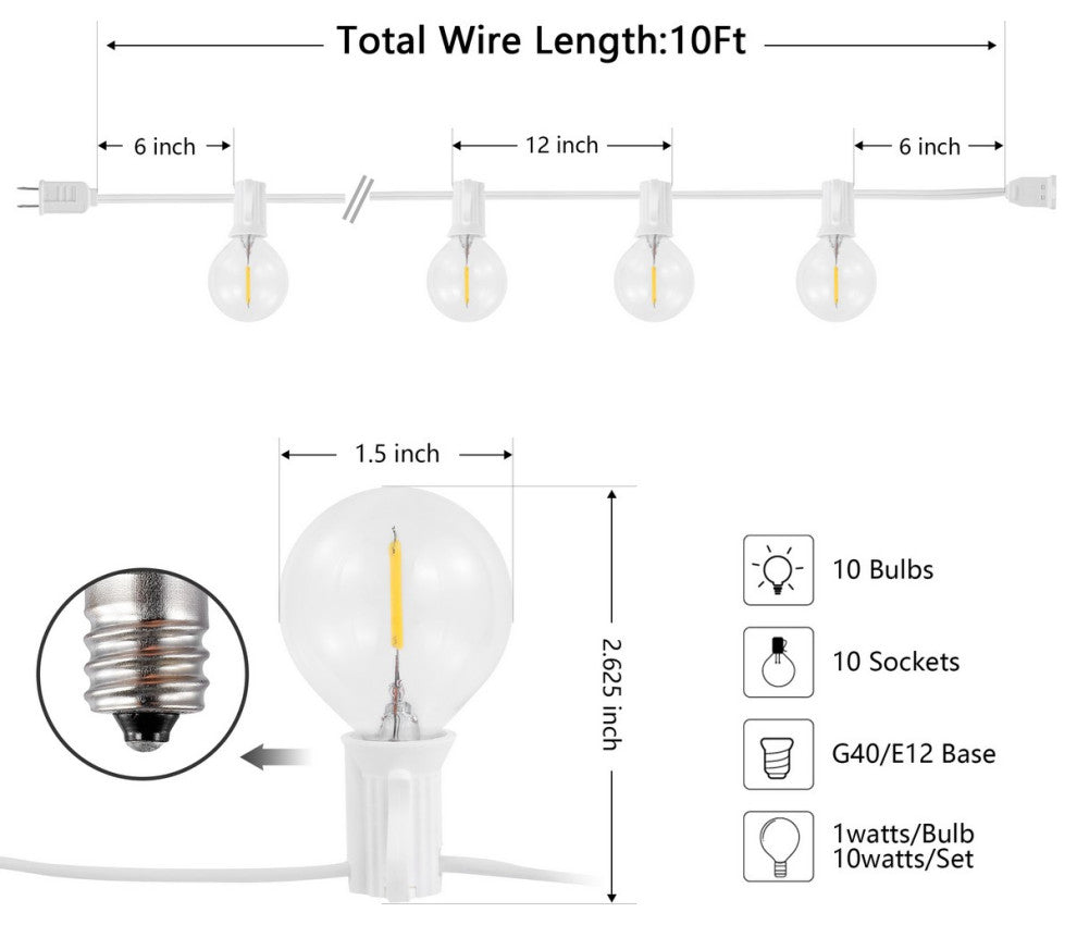 Safavieh Chiera Led Outdoor String Lights White