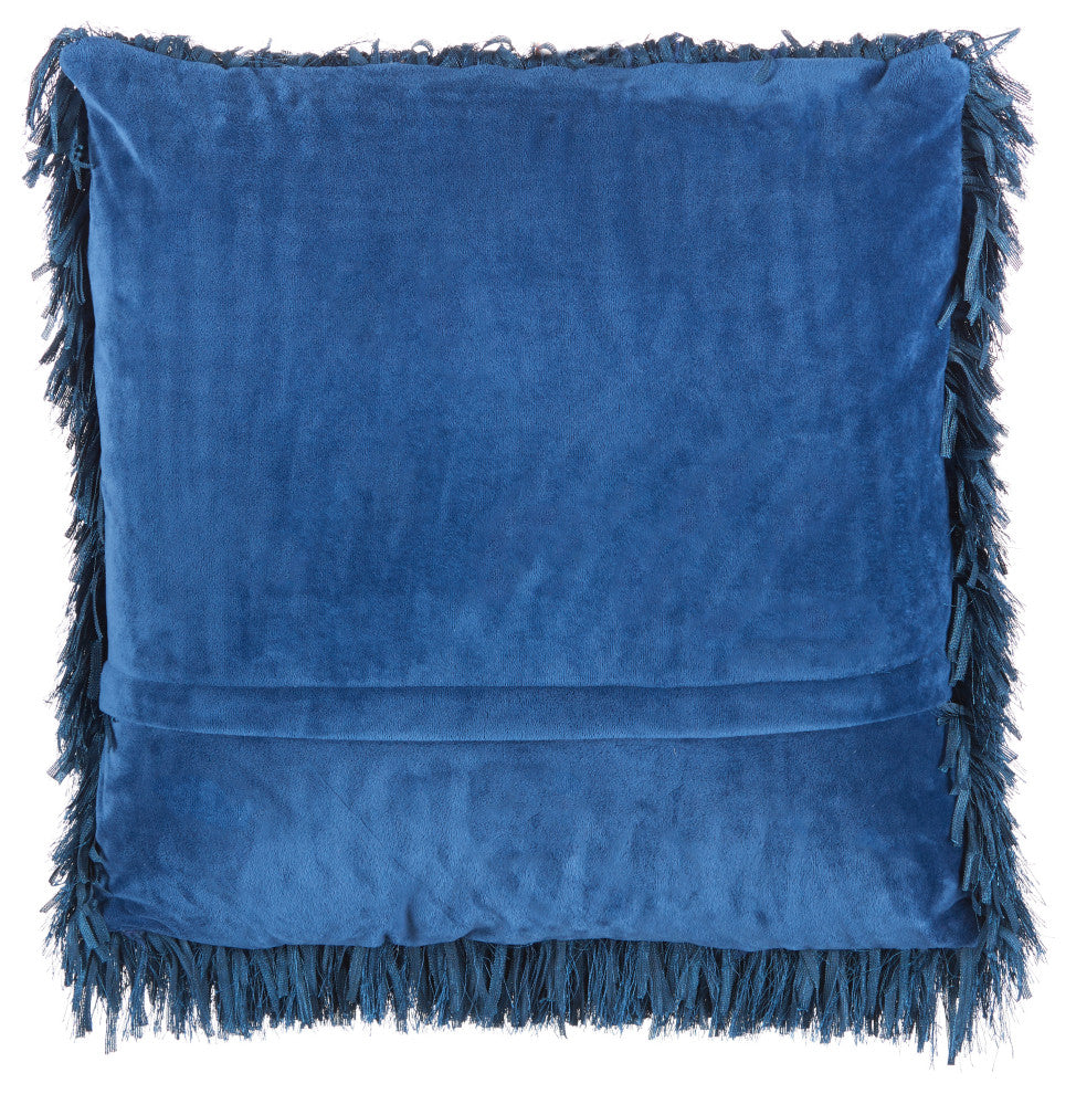 Nourison Home 20"x20" Mina Victory Shag Soft Ribbon Shag Navy Throw Pillows