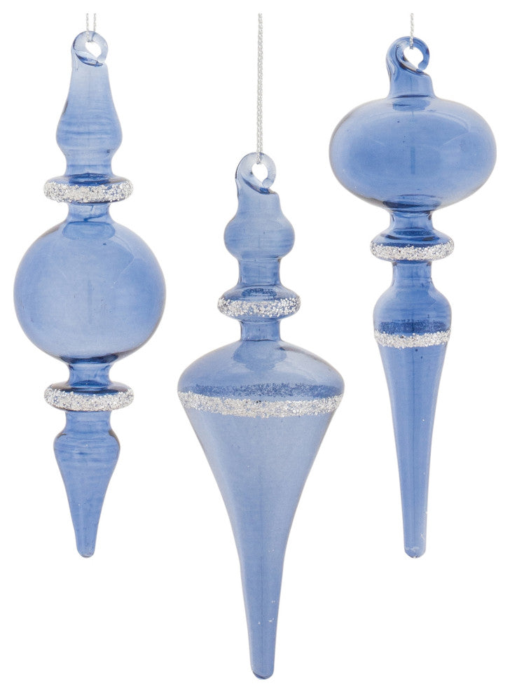 Blue Glass Finial Drop Ornament, 12-Piece Set
