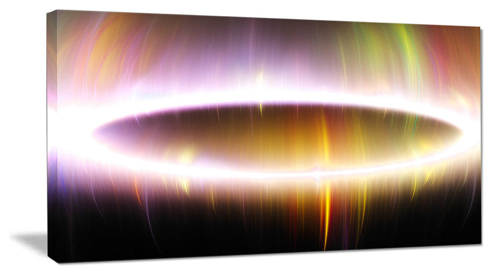 Large Oval of Northern Lights, Oversized Abstract Canvas Art Print, 60x28