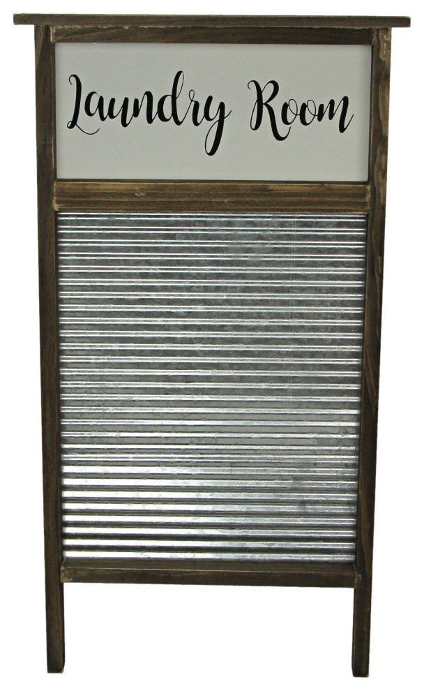 Wood and Metal Vintage Washboard Laundry Room Wall Hanging