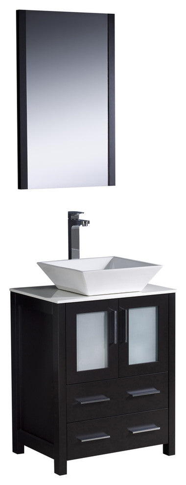 Torino 24" Espresso Modern Bathroom Vanity With Vessel Sink, FFT9152CH