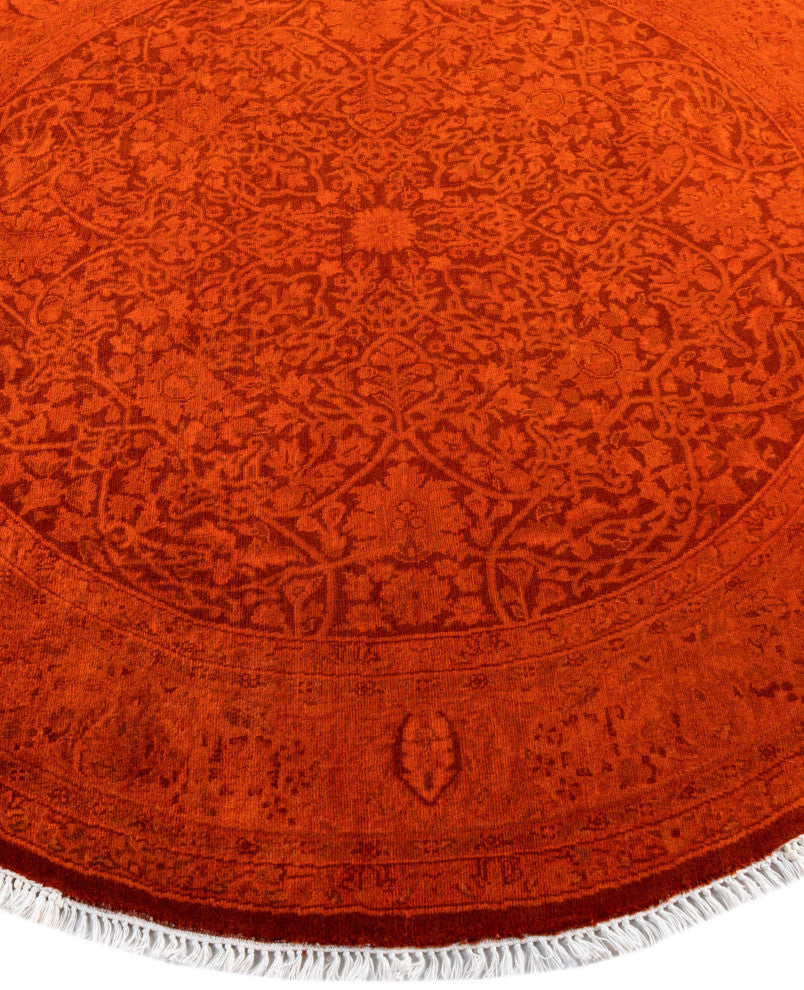 Overdyed One-of-a-Kind Hand-Knotted Area Rug Orange, 5' 0" x 5' 0"