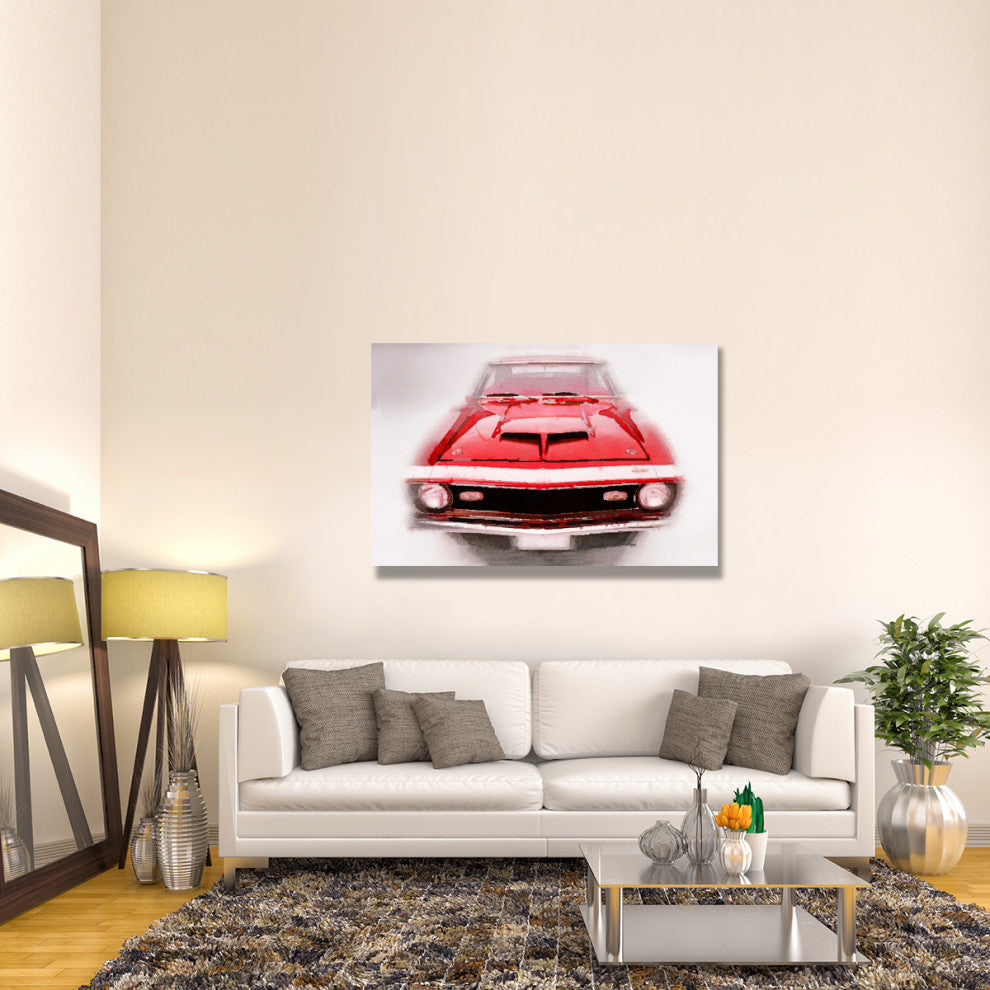 "1968 Chevy Camaro Front End Watercolor" Fine Art Print
