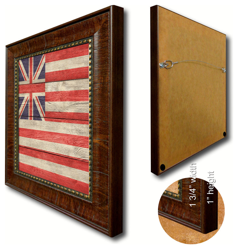 Grand Union Military Textured Flag Print With Brown Gold Frame, 15"X21"