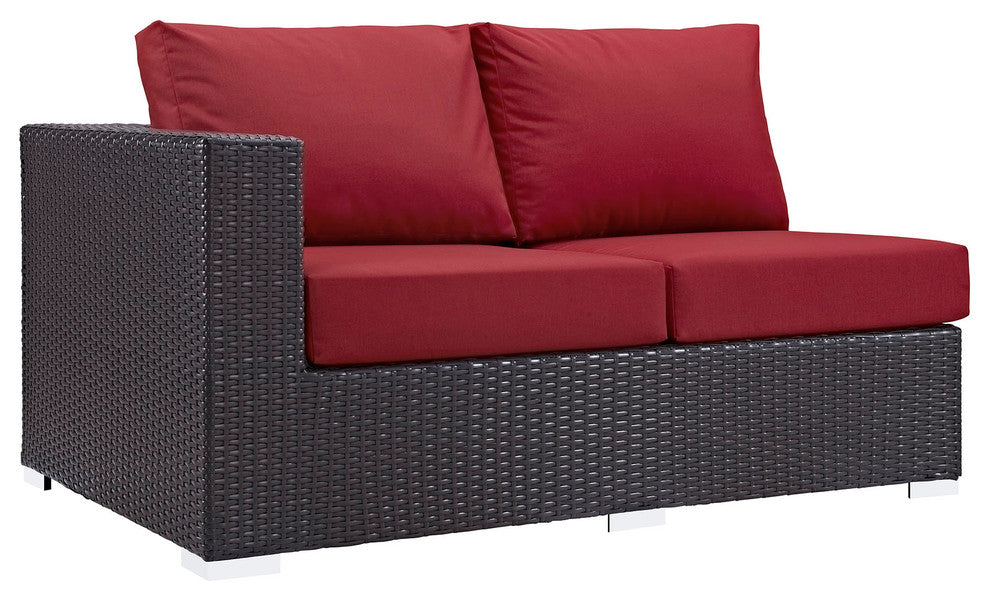 Espresso Red Convene 4-Piece Outdoor Patio Daybed