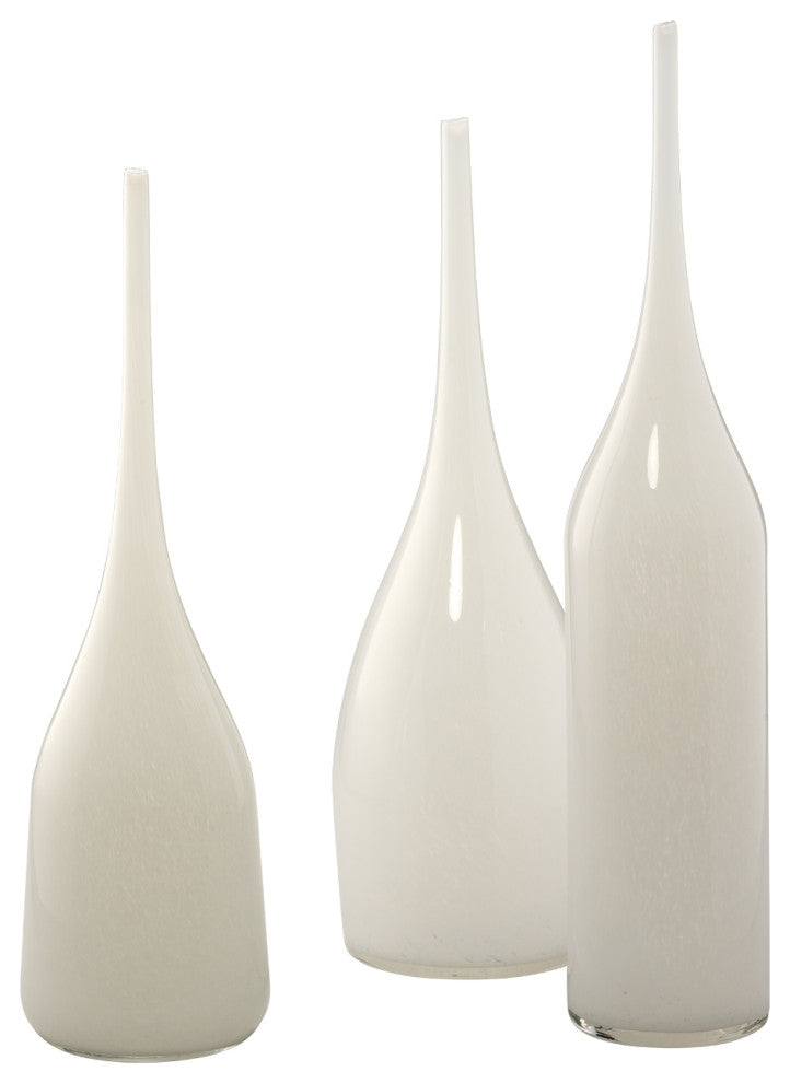 Pixie Vases, White Glass, 3-Piece Set