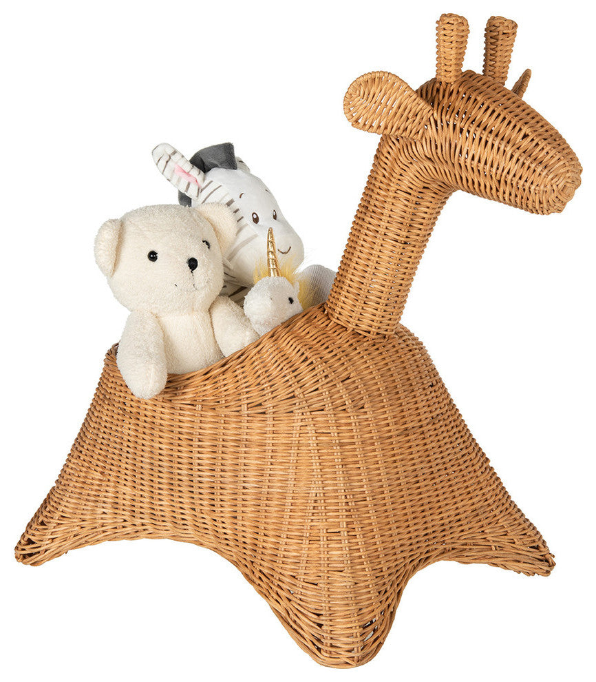 Wicker Giraffe Basket, Natural Color