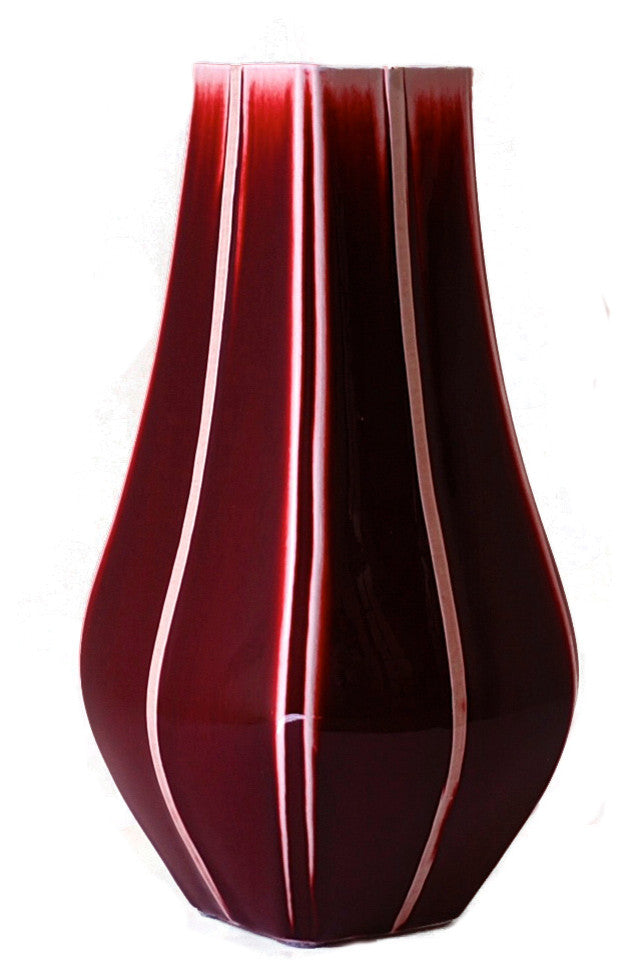 Oxblood Stripe Square Vase