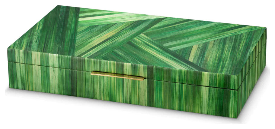 Straw Marquetry Box, Eichholtz Harvard, Green
