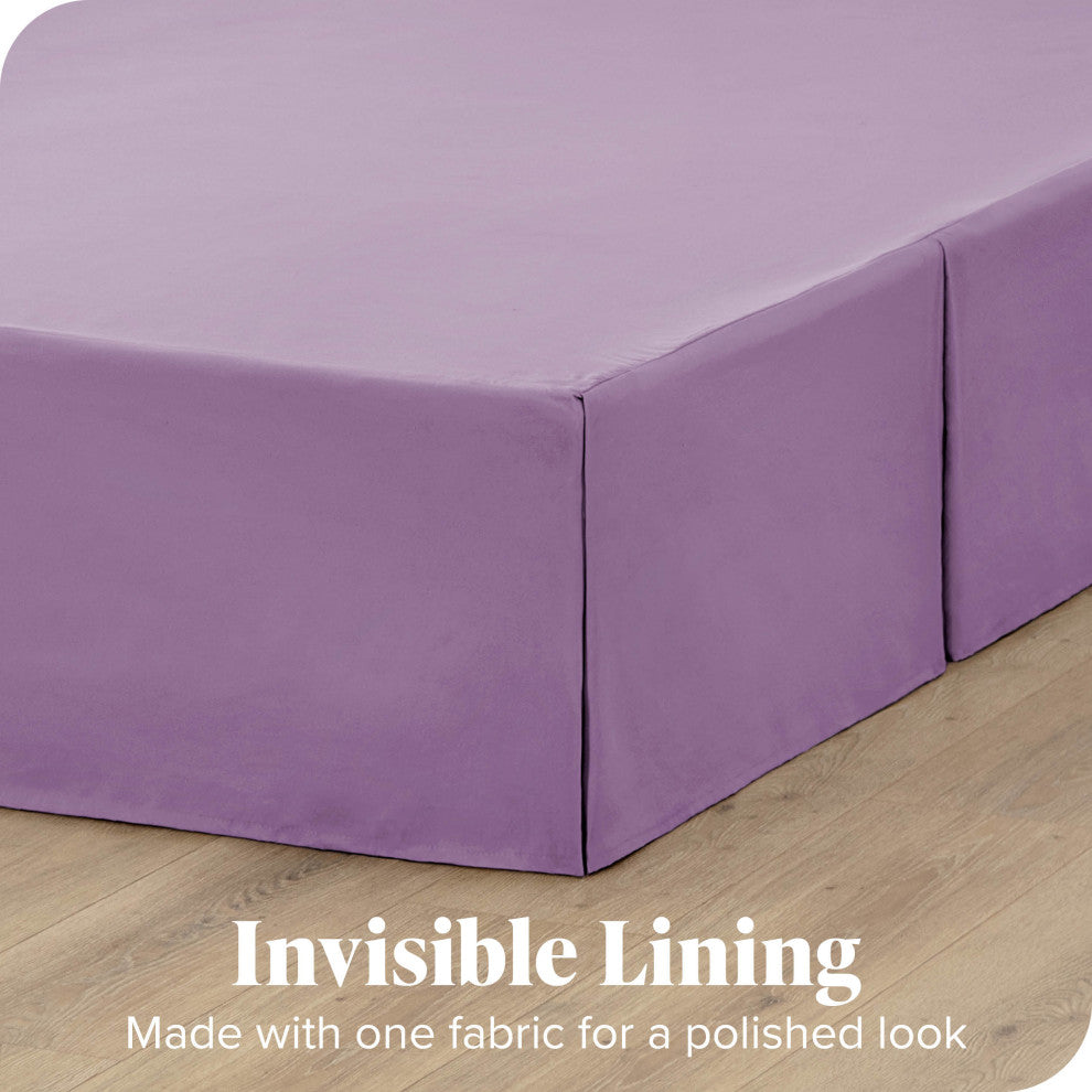 Bare Home Microfiber Bed Skirt , 15" Drop Length, Lavender, Queen