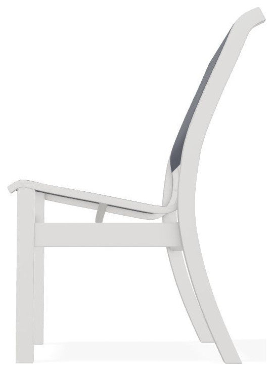 Leeward Sling Stackable Outdoor Dining Chair, Augustine Denim/Snow