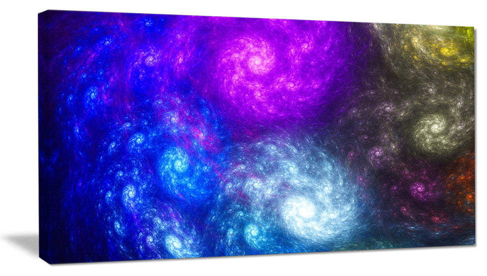 Colorful Fractal Rotating Galaxies, Abstract Wall Art Canvas, 32x16