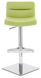 Modern Lattice Bar Stool Lime Green Leatherette Polished Chrome Adjustable Base