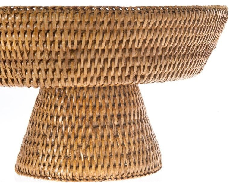 La Jolla Pedestal Rattan Fruit Bowl, Honey-Brown