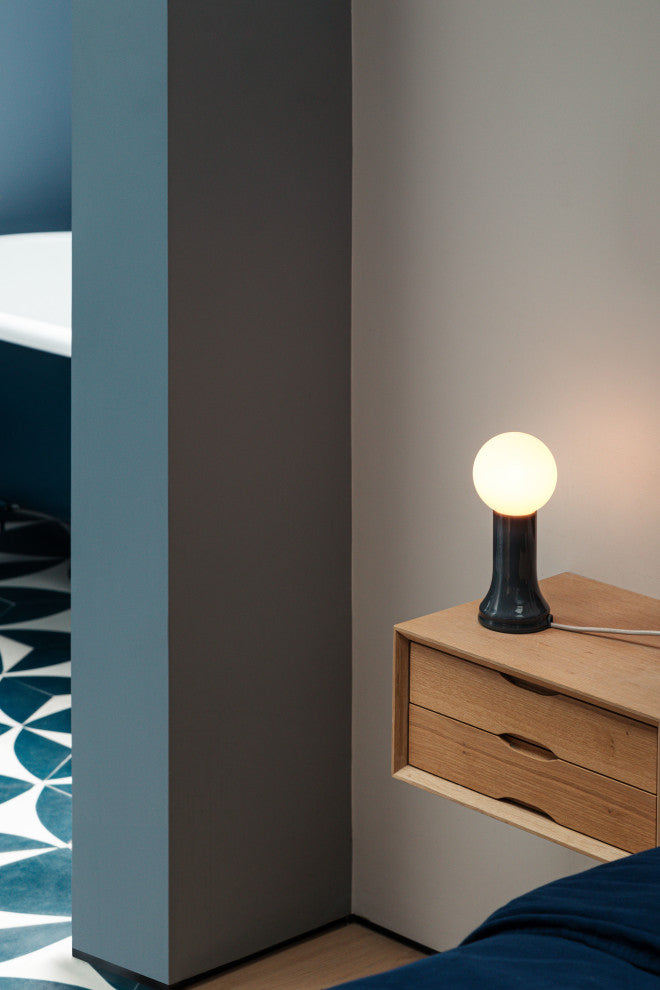 Shore Table Lamp Smoke Grey with G95 LED Bulb