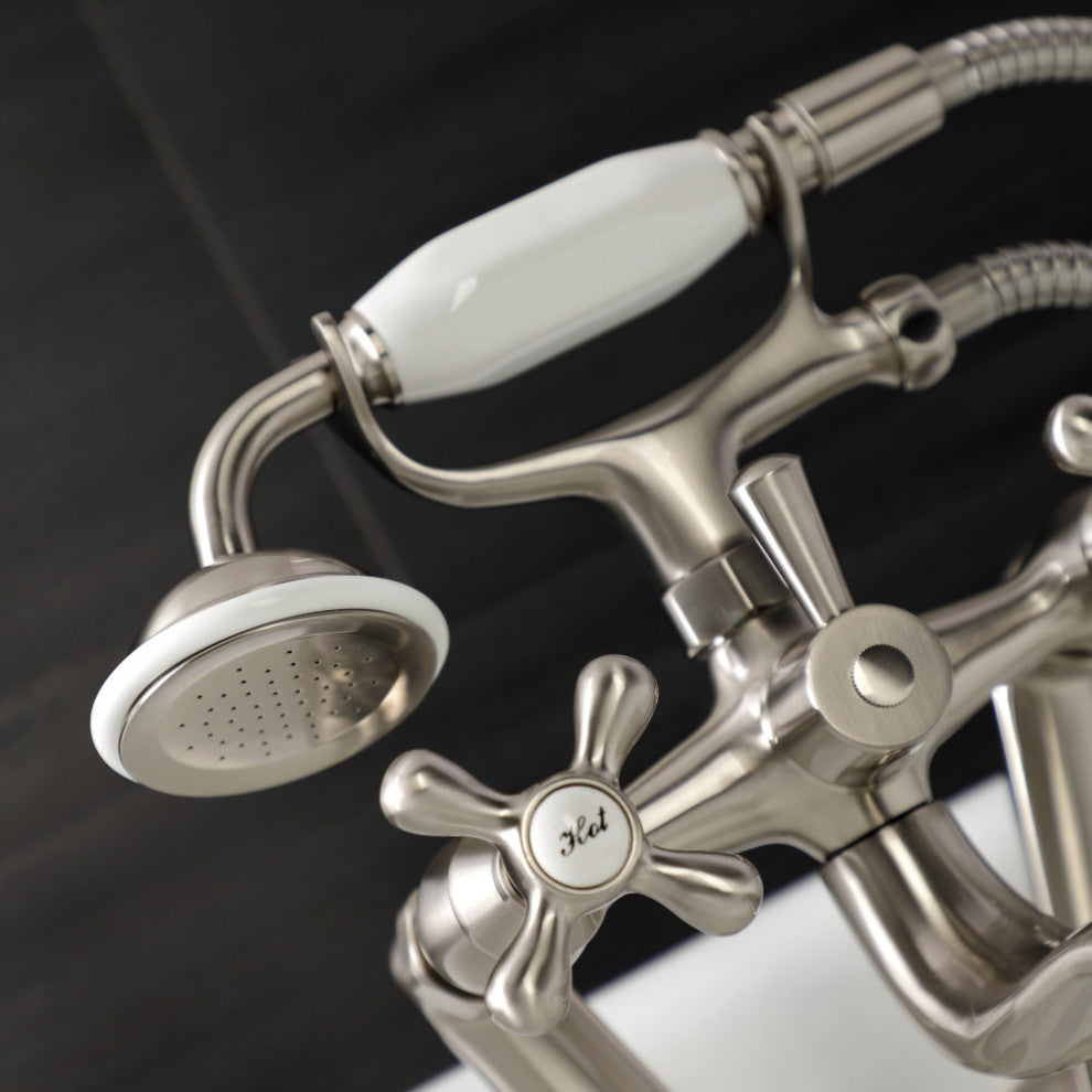 KS229SN Tub Wall Mount Clawfoot Tub Faucet With Hand Shower, Brushed Nickel