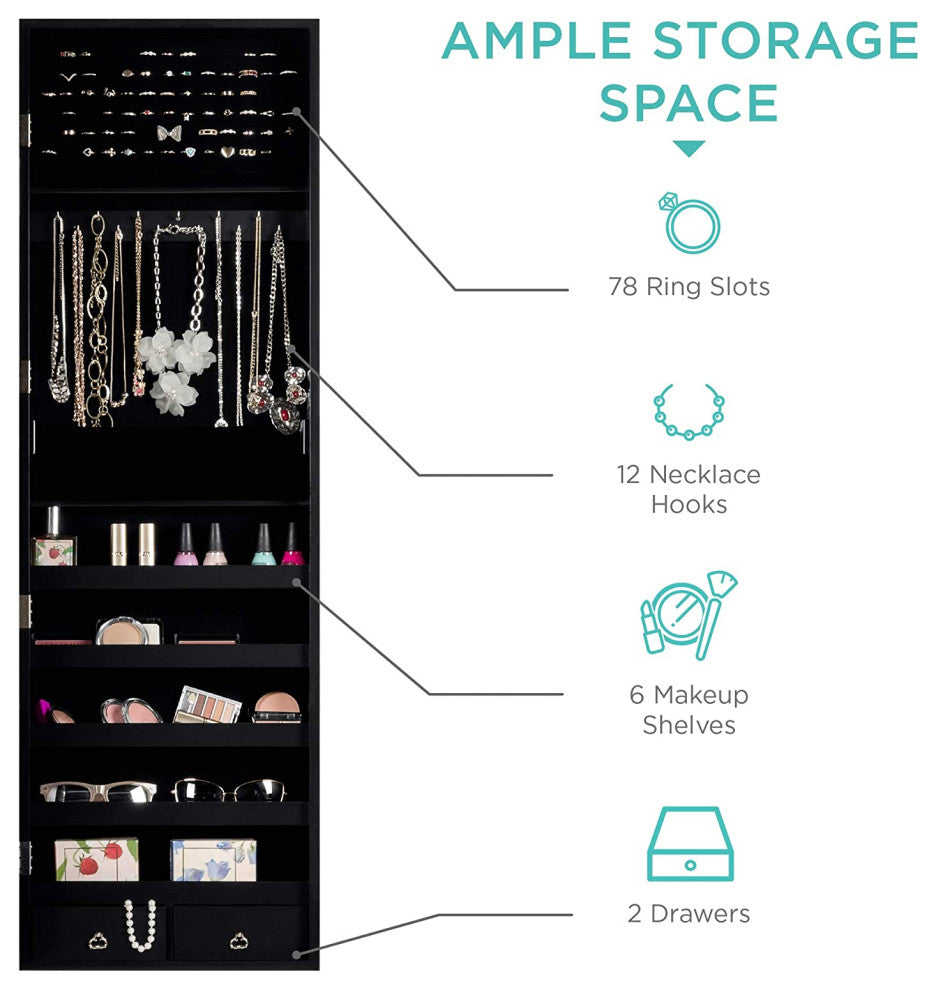 Standing Mirror Armoire, Black