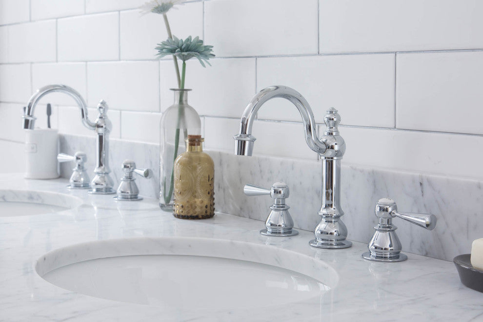 Empire 60" Wide Double Wash Stand, P-Trap, Countertop With Basin, Faucet