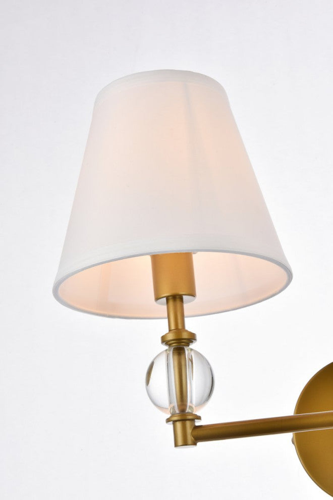 Beau 2-Light Bath Sconce, Brass With White Fabric Shade