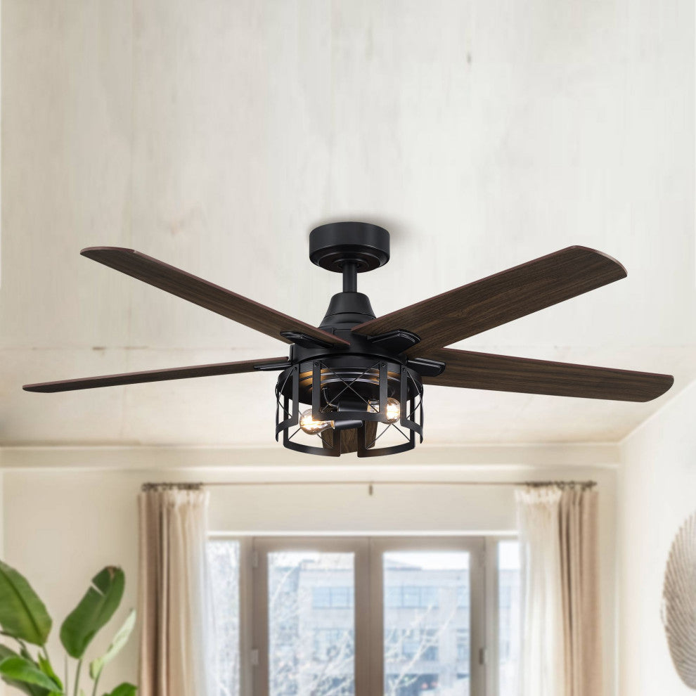 52 in. Reversible Blades Matte Black Ceiling Fan with Remote Control