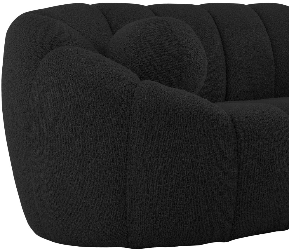Elijah Boucle Fabric Upholstered Loveseat, Black