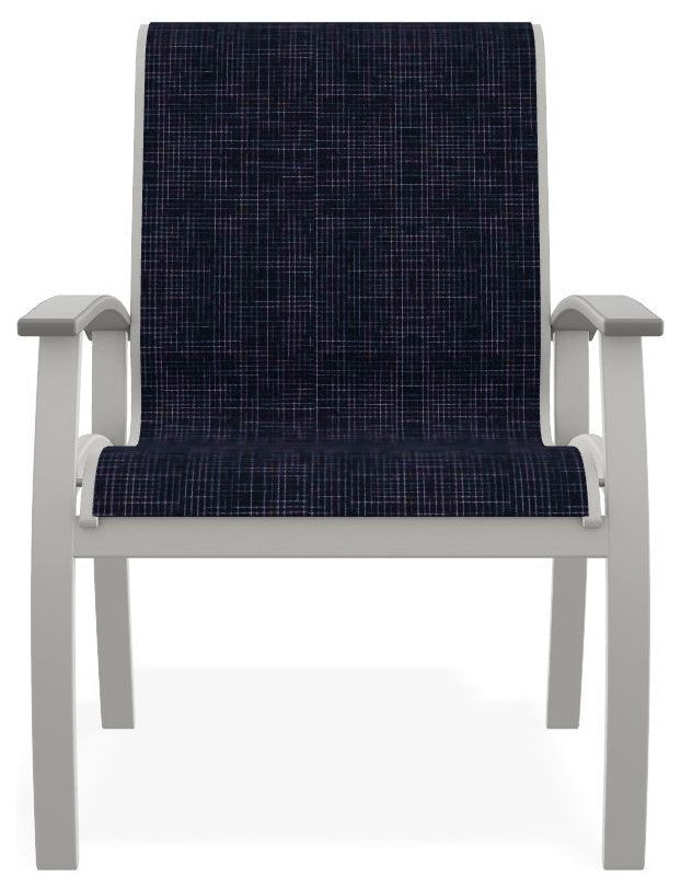 Belle Isle Sling Outdoor Dining Chair, Moments Navy/Snow