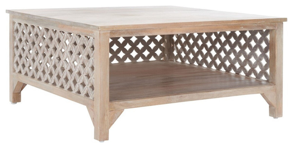 Safavieh Squall Square 1 Shelf Coffee Table, Burnt White