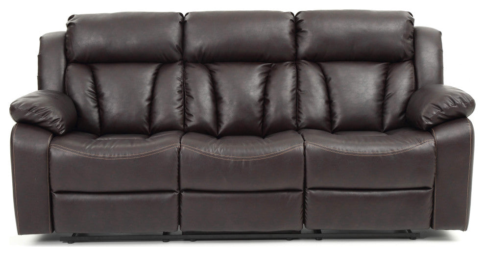 Springfield Reclining Sofa, Brown Faux Leather