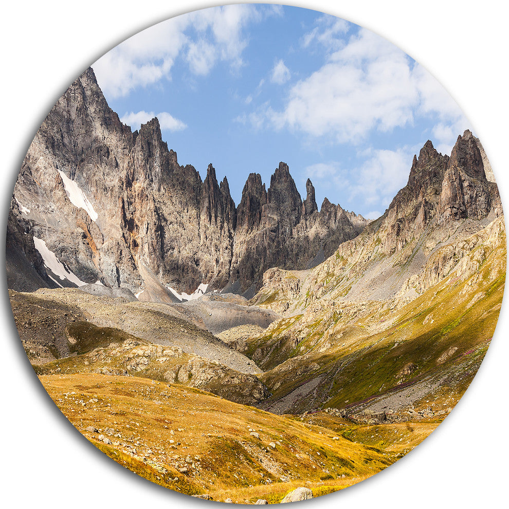 Hills And Valleys In Golden Morning, Photo Round Metal Wall Art, 23"