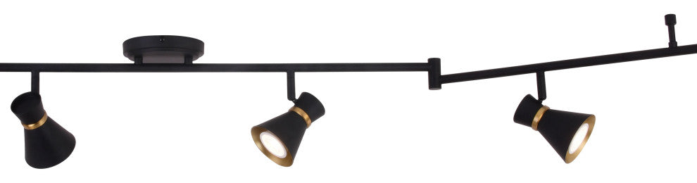 Alto LED Adjustable Ceiling Spot Track Light, Matte Black and Satin Brass, 6-Light
