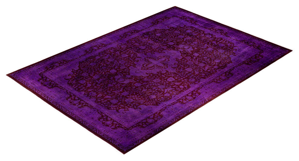 Overdyed One-of-a-Kind Hand-Knotted Area Rug Purple, 10' 2" x 14' 4"