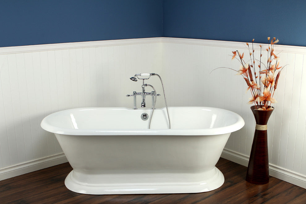 72" Cast Iron Double Ended Pedestal Tub w/7" Faucet Drillings, White