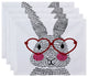 What's Up Bunny?, Holiday Animal Print Placemat, Set of 4, Red