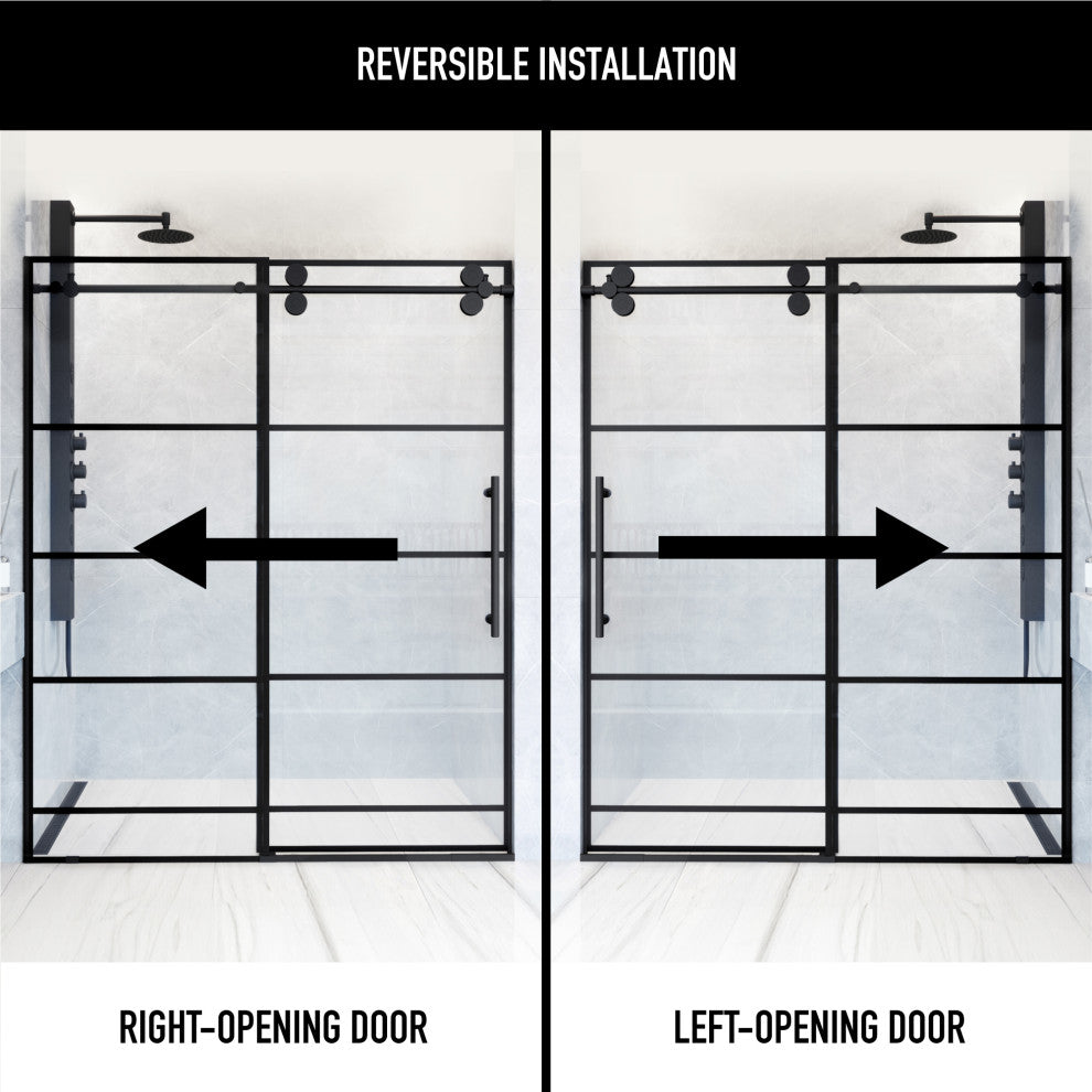 VIGO Elan 56" to 60" W x 74" H Frameless Sliding Shower Door in Matte Black