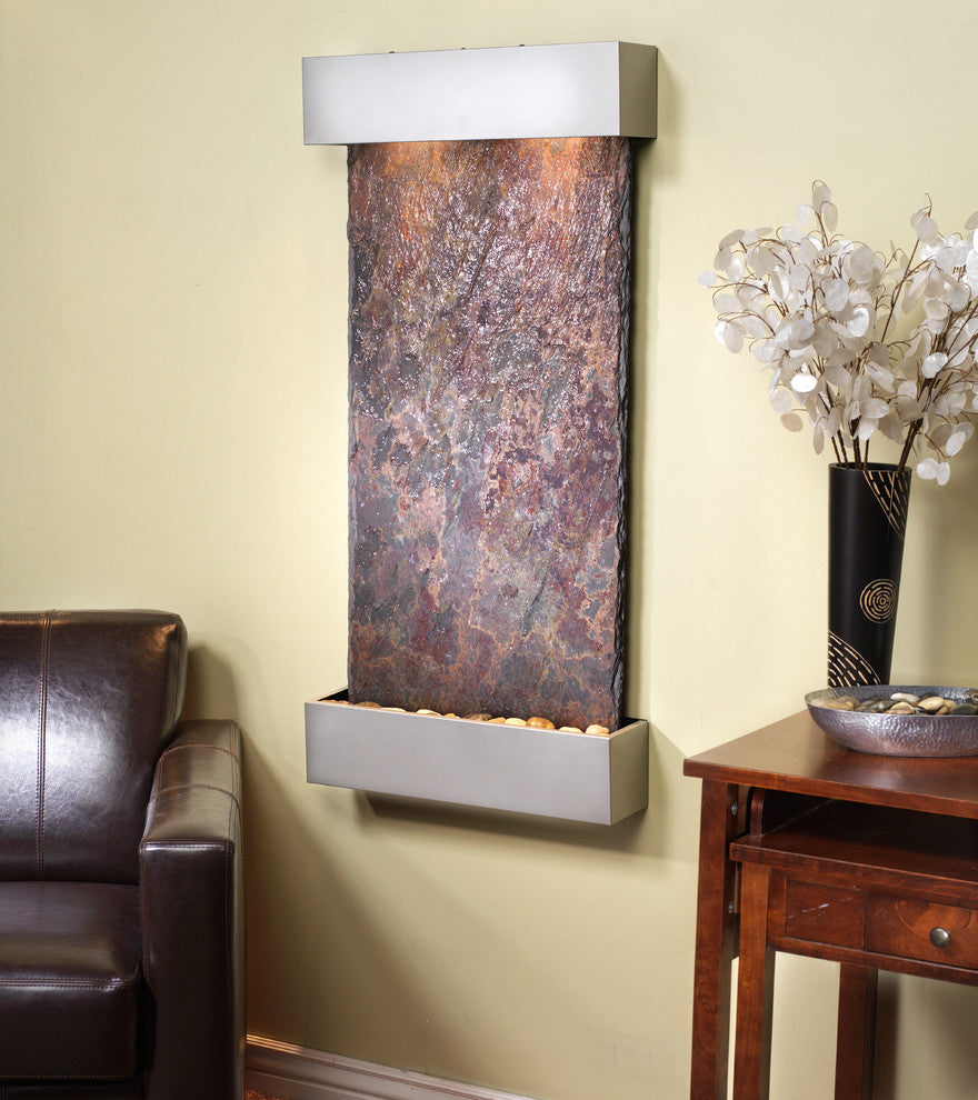 Whispering Creek Water Feature, Natural Multi-Color Slate, Silver Metallic