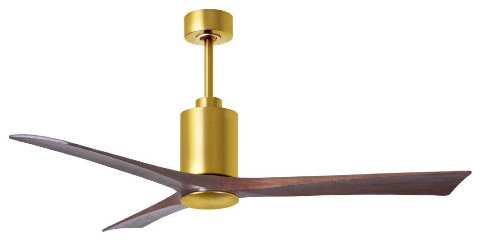 Patricia-3 3-Blade Ceiling Fan, LED Light Kit, Brushed Brass/Walnut Tone, 60