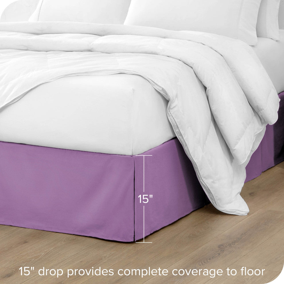 Bare Home Microfiber Bed Skirt , 15" Drop Length, Lavender, Queen