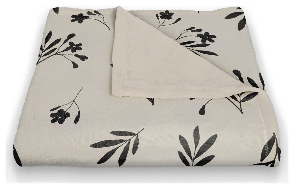 Simple Black Floral 50"x60" Coral Fleece Blanket